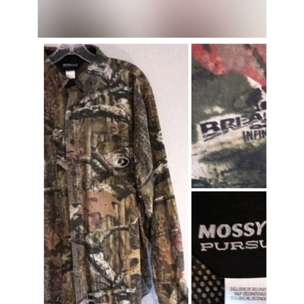 Mossy Oak Pursuits NEW VINTAGE BreakUp Camo Buttoned Shirt 100% COTTON L